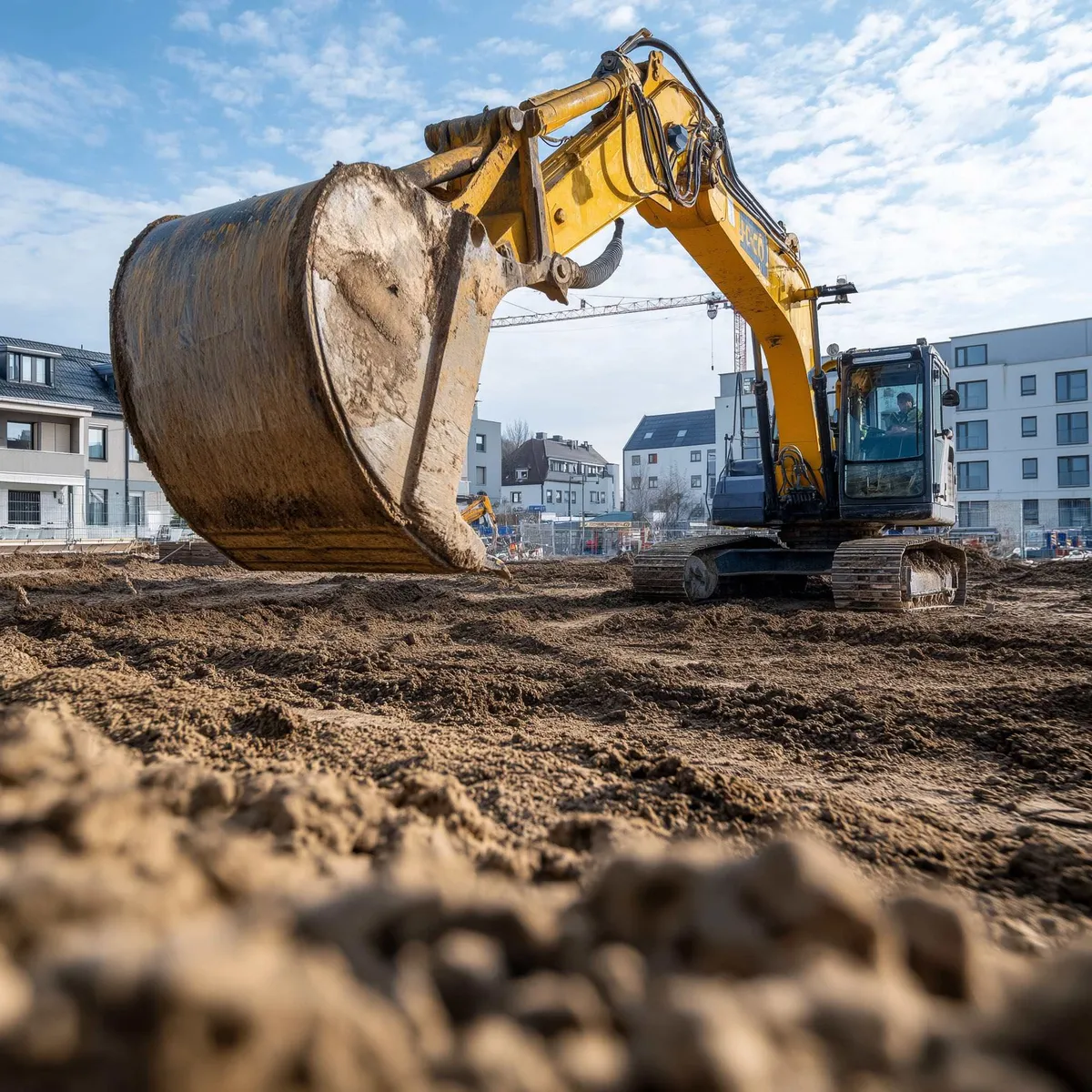 Eagle Excavation, excavator clearing a residential construction site