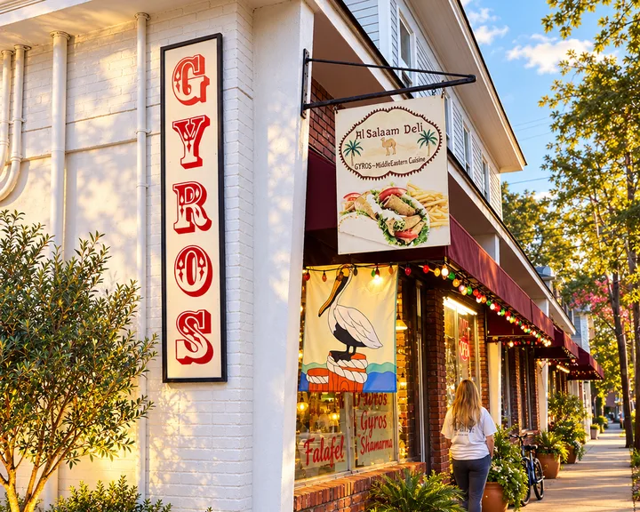 Al Salaam Deli &mdash; Restaurant & Deli website preview, storefront with gyros sign